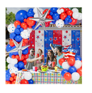 Red White and Blue Balloon Garland Kit with Patriotic Balloons Red Silver Blue Tinsel Foil Fringe Curtains Flag Cake Toppers for 4th of July Decorations Independence Day Veterans Memorial Day Party
