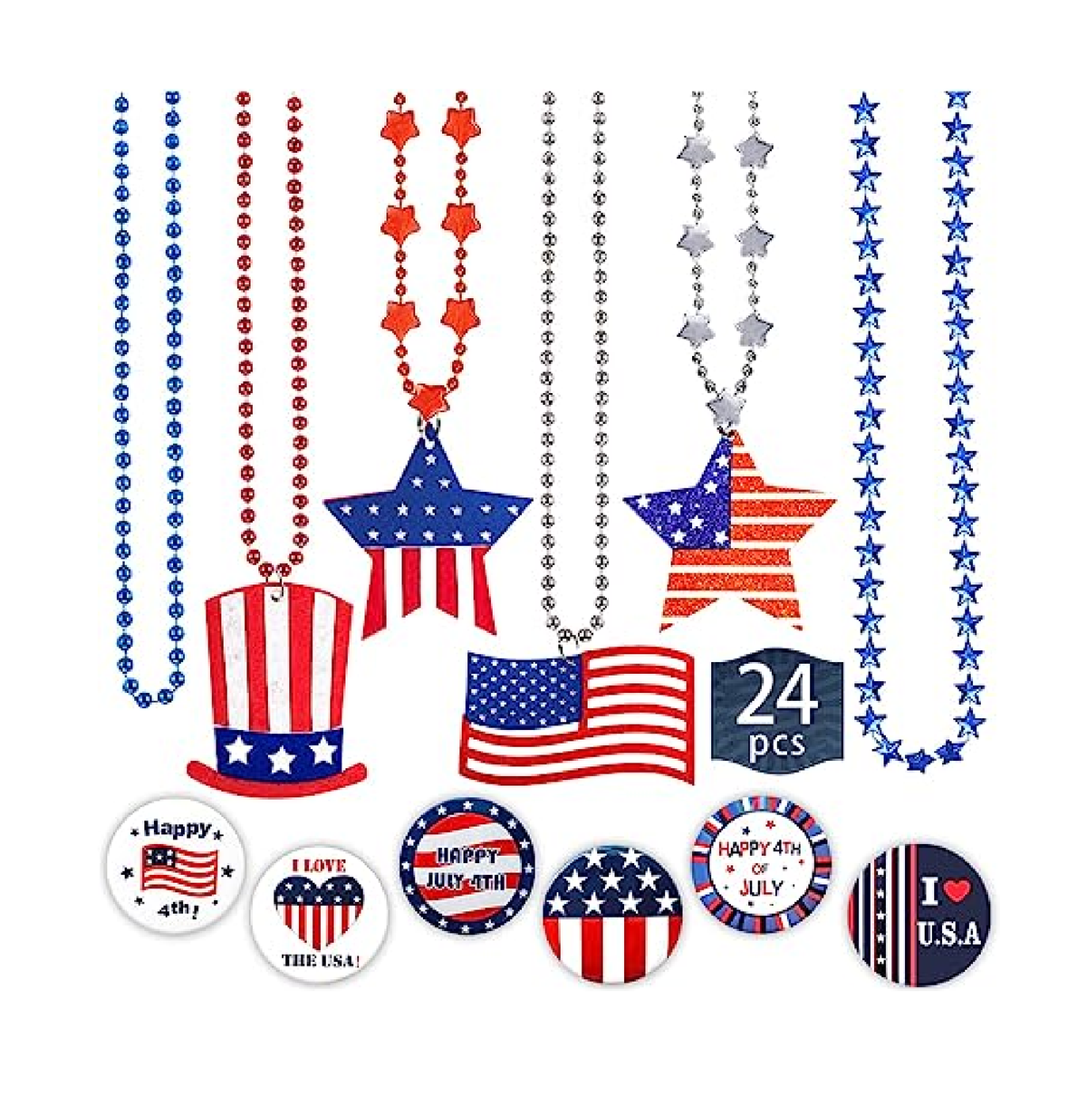 Celaza Fourth of July Accessories with Necklaces and Brooch Pins 4th o