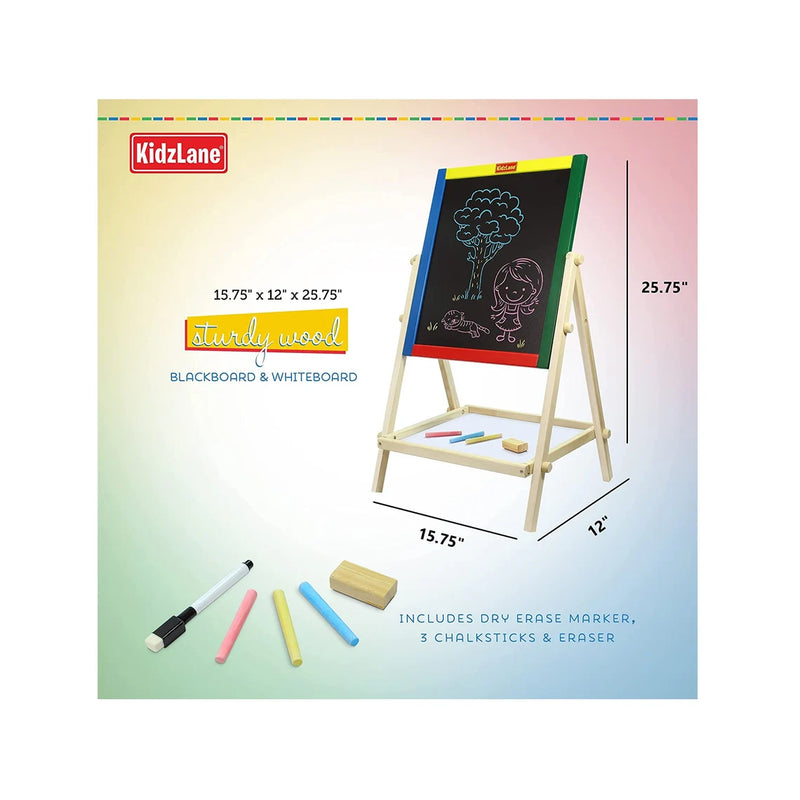 Easel For Kids Wooden Double Sided Standing Chalkboard For Kids