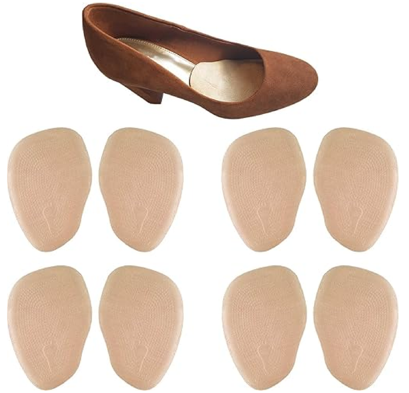 Chiroplax High Heel Cushion Inserts Pads (4 Pairs) Suede Ball of Foot Forefoot Metatarsal Anti Slip Shoe Insoles for Women