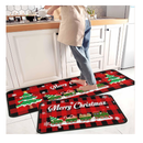 Christmas Kitchen Rugs and Mats Set (2 PCS), Merry Christmas Indoor Floor Mats Red Black Buffalo Check Plaid for Winter, Xmas Door Mat Runner Rug Mat for Kitchen Home Decor (17"x47"+17"x30")