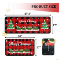 Christmas Kitchen Rugs and Mats Set (2 PCS), Merry Christmas Indoor Floor Mats Red Black Buffalo Check Plaid for Winter, Xmas Door Mat Runner Rug Mat for Kitchen Home Decor (17"x47"+17"x30")