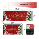 Christmas Kitchen Rugs 2 PCS, Merry Christmas Kitchen Rug, Non Skid Washable Padded Soft Comfort Kitchen Rugs Set (17"x47"+17"x30",Merry Christmas)