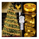 Christmas Decorations - 2.5Inch x 66Ft 200 Led Christmas Tree Ribbon Lights with Remote Control, Battery Operated & USB Powered 8 Lighting Modes Fairy String Lights with Timer for Xmas Tree Decor