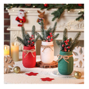 Christmas Mason Jars, Christmas Centerpieces for Tables, Wood Tray & 3 Painted Decorative Jars, Christmas Table Centerpieces Decoration, Farmhouse Dining Table Kitchen Decorations Home Decor