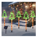 Christmas Pathway Lights Outdoor Decorations, Solar Christmas Tree Candy Lights Led Garden Decorative Stake Lights 8 Modes Waterproof Walkway Lights for Yard Porch 5-Pack（Green Christmas Tree）
