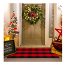 Christmas Red and Balck Plaid Rug - 28 x 43 Inches Outdoor Front Door Decor Mat Cotton Washable Hand-Woven Rug Christmas New Year Holiday Porch Entryway Layered Doormat