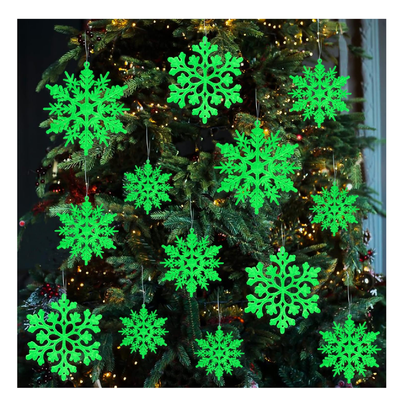 36pcs Christmas Snowflake Ornaments - Plastic Glitter Snowflakes Decorations