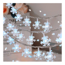 Christmas Snowflake String Lights, 20ft 40 LED Fairy Lights Battery Operated Waterproof Twinkle Lighting Indoor Outdoor Decorations for Bedroom Party Patio Room Garden Home Xmas Tree Decor (White)