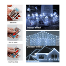 Christmas Snowflake String Lights, 20ft 40 LED Fairy Lights Battery Operated Waterproof Twinkle Lighting Indoor Outdoor Decorations for Bedroom Party Patio Room Garden Home Xmas Tree Decor (White)