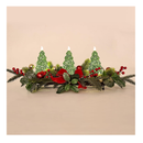 Christmas Table Centerpiece with LED Lights, Christmas Decoration with 3PCS Green Christmas Tree, Red Berry, Christmas Balls for Holiday Party, Home, Fireplace