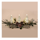 Christmas Table Centerpiece with LED Lights, Christmas Decoration with 3PCS Silver Christmas Tree, Natural Pine Cones, Christmas Balls for Holiday Party, Home, Fireplace