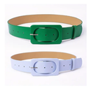 Classic Rectangular Buckle Wide Belts Candy Color Casual PU Waistband Simple Jeans Pants Belt Skirt Girdle For Women