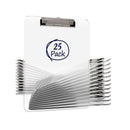 Bulk Pack of 25 Clear Plastic Clipboards | Clear Acrylic With Low-Profile Metal Clip