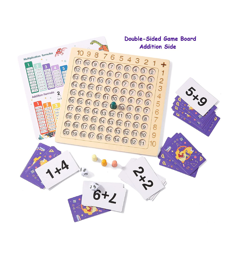 Cltoyvers Upgraded Multiplication Addition Math Board Game for Kids Wooden Montessori Math Toys for Girls Boys 4 5 6 7 8 9 Years Old