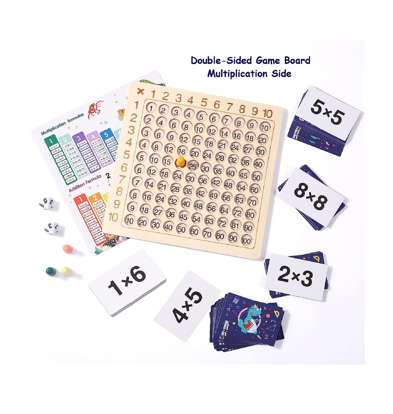 Cltoyvers Upgraded Multiplication Addition Math Board Game for Kids Wooden Montessori Math Toys for Girls Boys 4 5 6 7 8 9 Years Old