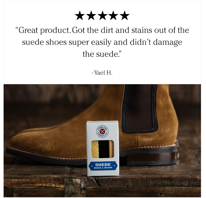 Suede Brush and Eraser - Suede Cleaner - Safe on Suede and Nubuck. Effectively Cleans and Restores Nap - Cobbler's Choice