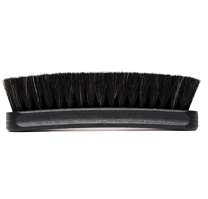 Premium Shoe Brush - Horsehair Shoe Brush - Concaved Handle for Premium Grip, Black