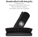 Premium Shoe Brush - Horsehair Shoe Brush - Concaved Handle for Premium Grip, Black