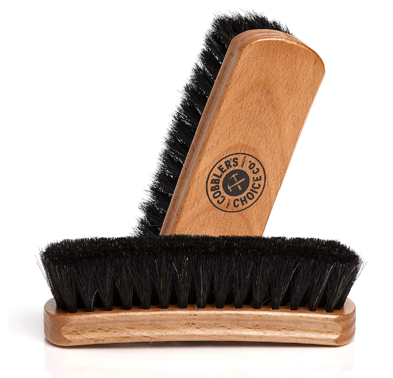 Premium Shoe Brush - Horsehair Shoe Brush - Concaved Handle for Premium Grip, Black