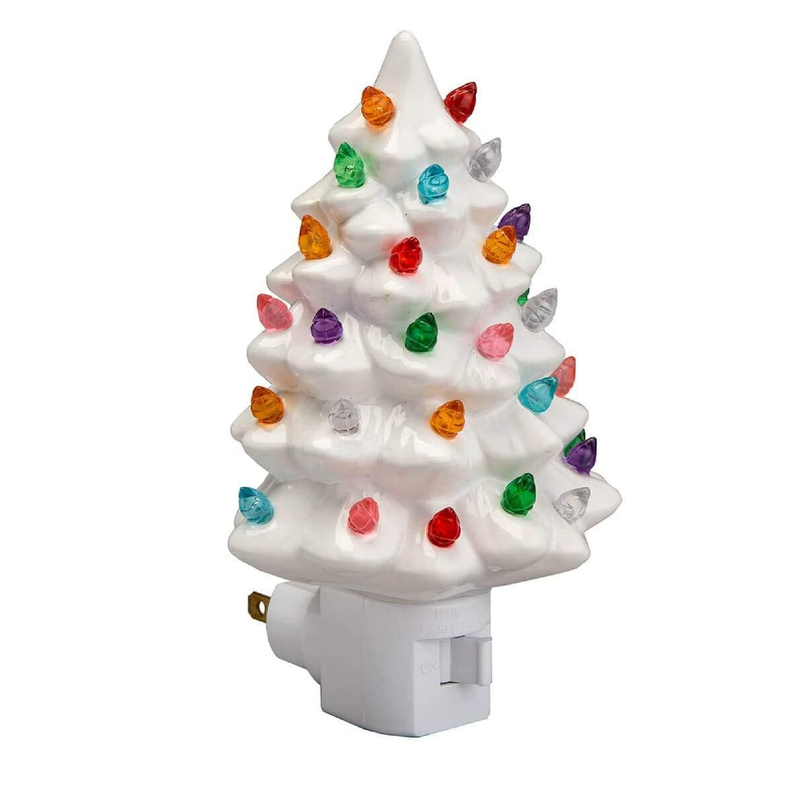 Decorative Ceramic Christmas Tree Night Light -White