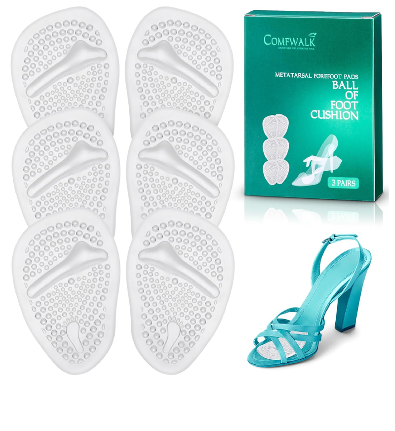 Metatarsal Pads 3 Pairs - Ball of Foot Cushion - Soft Cushion Design - Shock Absorbing