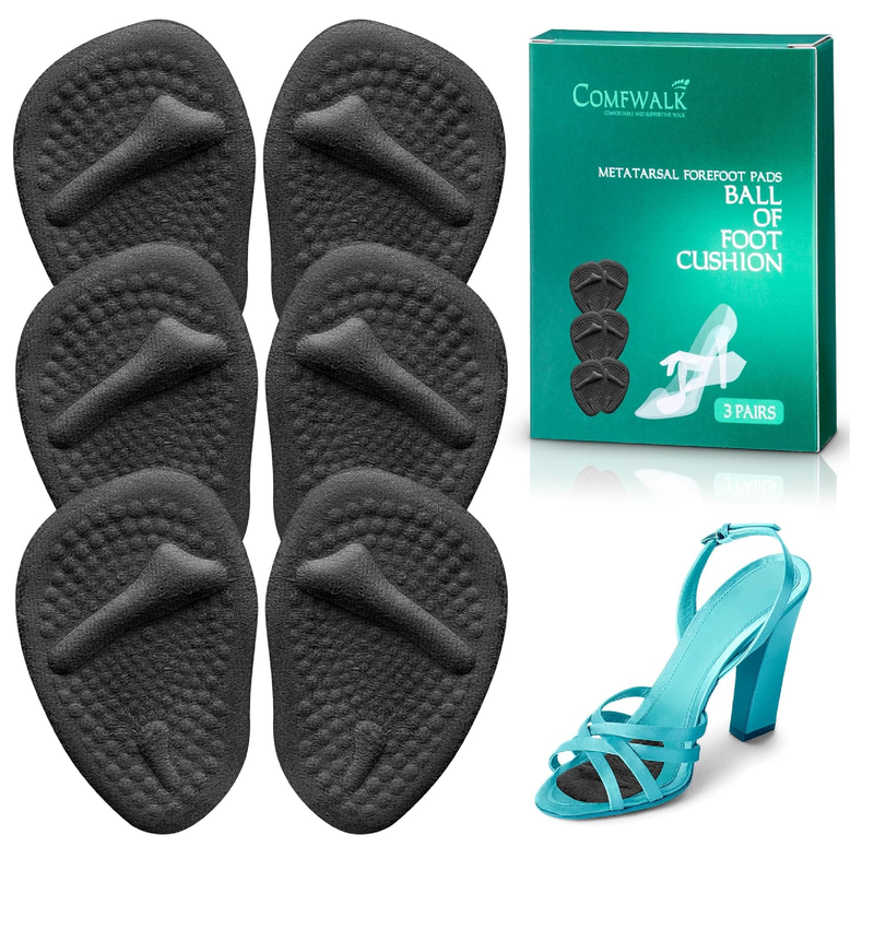 Metatarsal Pads 3 Pairs - Ball of Foot Cushion - Soft Cushion Design - Shock Absorbing