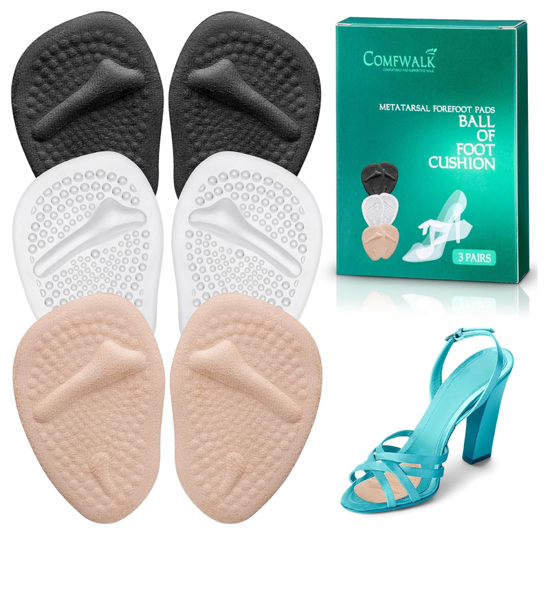 Metatarsal Pads 3 Pairs - Ball of Foot Cushion - Soft Cushion Design - Shock Absorbing