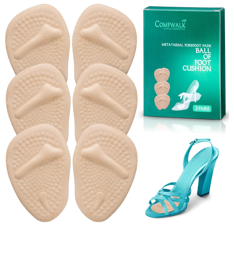 Metatarsal Pads 3 Pairs - Ball of Foot Cushion - Soft Cushion Design - Shock Absorbing