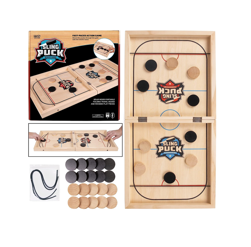 Crazy Games AST Sling Puck Game Fast Puck Table Game Super Winner Wooden  Paced Football Slingshot Game Table Top Hockey Game Toys for Adults & Kids  24