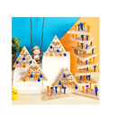 DEEKIN 24 Pack Wooden Triangle Peg Game Triangle Wooden Board Games Triangle Game Bulk Wooden Triangle Board Games Family