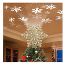 DG-Direct Christmas Tree Topper Lighted with Golden Snowflake Projector, Led Rotating Magic Snowflake, 3D Hollow Glitter Lighted Gold Snow Tree Topper for Christmas Tree Decorations