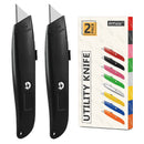DIYSELF 2-Pack Utility Knives Box Cutter Heavy Duty Retractable Blade