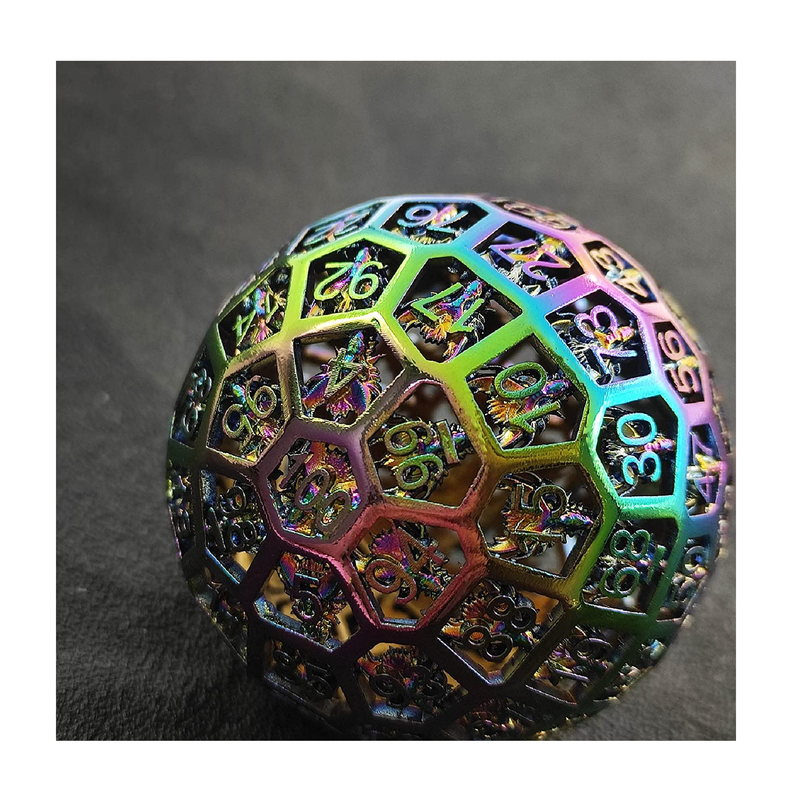 DND D100 Dice Metal Hollow D&D Dungeons and Dragons RPG MTG Large Polyhedral 100 Sided Giant Dice Set Gifts Table Games Pathfinder Accessories-Colorful