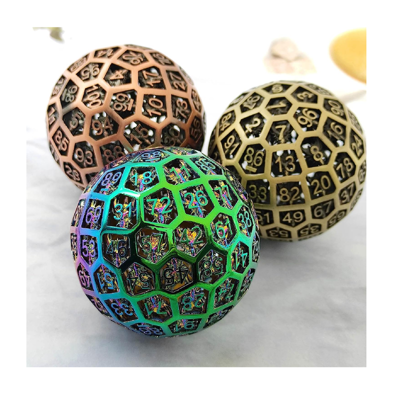 DND D100 Dice Metal Hollow D&D Dungeons and Dragons RPG MTG Large Polyhedral 100 Sided Giant Dice Set Gifts Table Games Pathfinder Accessories-Colorful