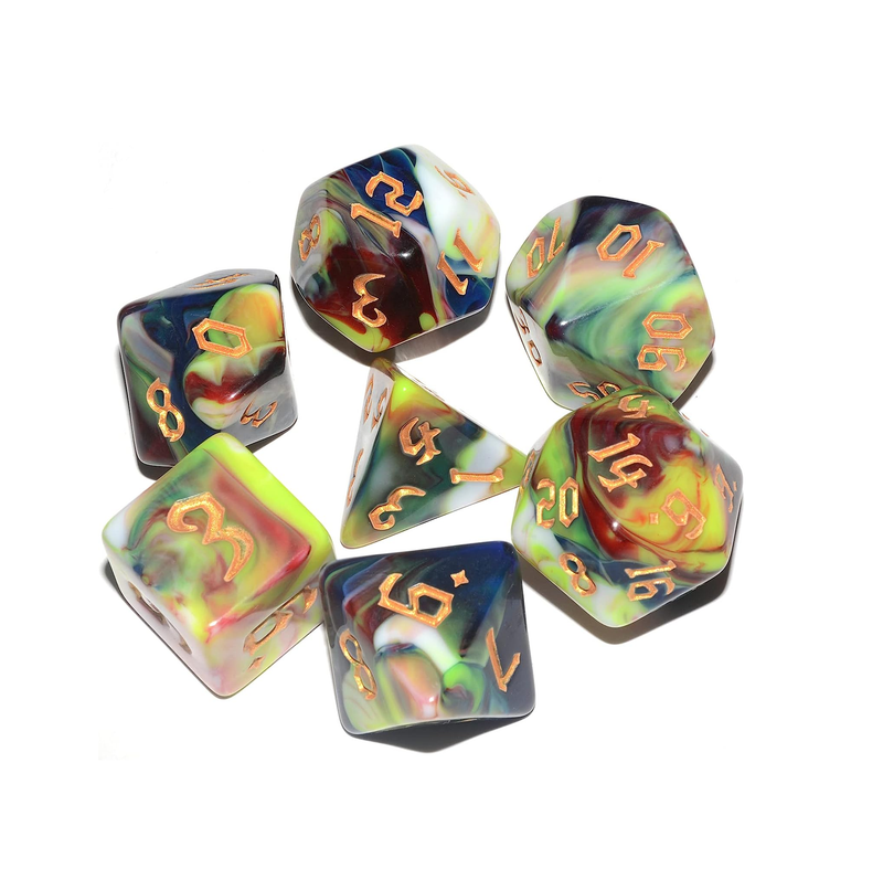 DND Dice 7Pieces Red Blue Yellow Mixed Polyhedral DND Dice for RPG MTG Table Game Dice