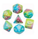 DND Dice 7Pieces Polyhedral Dice Set Mix Colors Dice Set D&D Dice Set for Dungeons and Dragons RPG MTG Table Games Blue Pink Green Three Color Dice Series