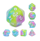 DND Dice 7Pieces Polyhedral Dice Set Mix Colors Dice Set D&D Dice Set for Dungeons and Dragons RPG MTG Table Games Blue Pink Green Three Color Dice Series