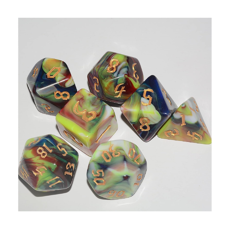 DND Dice 7Pieces Red Blue Yellow Mixed Polyhedral DND Dice for RPG MTG Table Game Dice