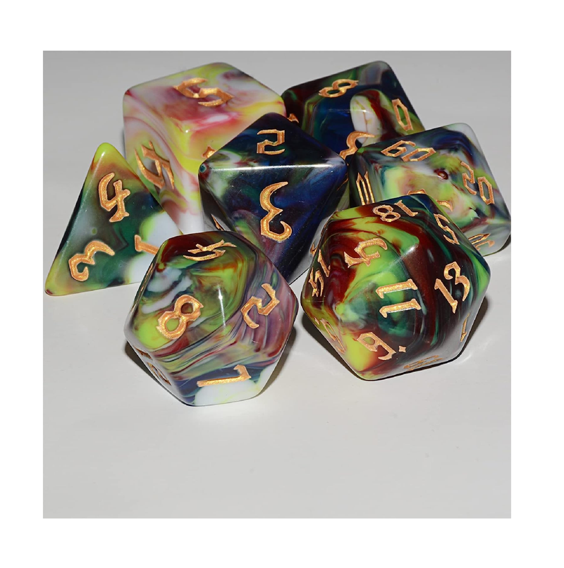 DND Dice 7Pieces Red Blue Yellow Mixed Polyhedral DND Dice for RPG MTG Table Game Dice