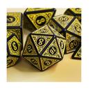 DND Dice Set D&D Polyhedral Dice 7 Pcs with a Drawstring Dice Bag Yellow with Black Edge Window Lattice Carved Dice