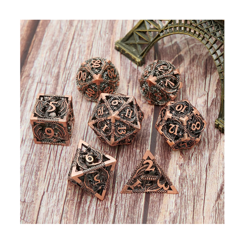 DND Metal Polyhedral Dice Set Dungeons and Dragons Dice Set D&D Role Playing Dice Metal Dice Set 7PCS Suitable for Dungeons