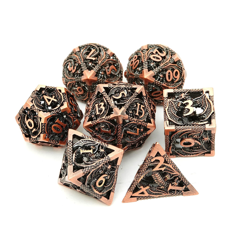 DND Metal Polyhedral Dice Set Dungeons and Dragons Dice Set D&D Role Playing Dice Metal Dice Set 7PCS Suitable for Dungeons