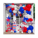 DUBEDAT 144Pcs Red White and Blue Balloon Garland with Flag and Star for Independence