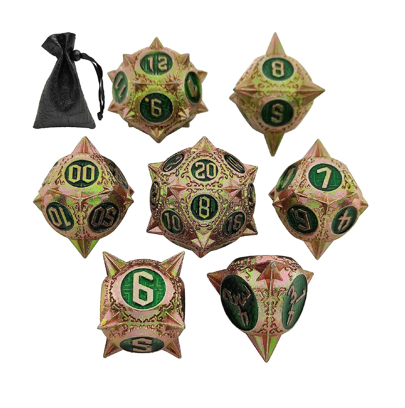 D&D DND Dice Set Metal Dungeons and Dragons Gift with Dice Bag Polyhedral Large RPG Dice Set for MTG Role Playing