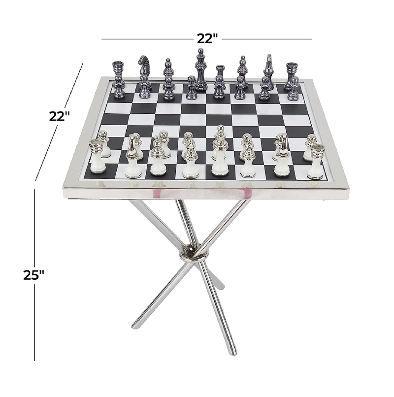 Deco 79 Aluminum Chess Game Set 22 x 22 x 25 Silver