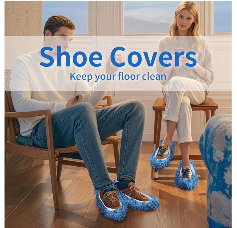 5 Pairs Large Mop Slippers for Floor Cleaning Supplies 10 PCS Washable Microfiber Mop Socks Reusable Mopping Slippers