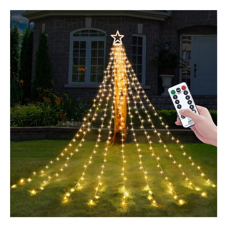 Decute Christmas Decorations Outdoor String Lights 8 Modes and Timer with  Remote