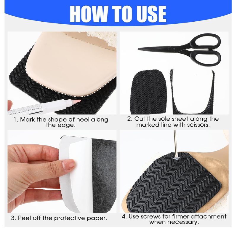 Shoes Heel Pads, 4 Pcs Adhesive Anti Slip Shoe Repair Pads Silicone Noise Reduction Shoes