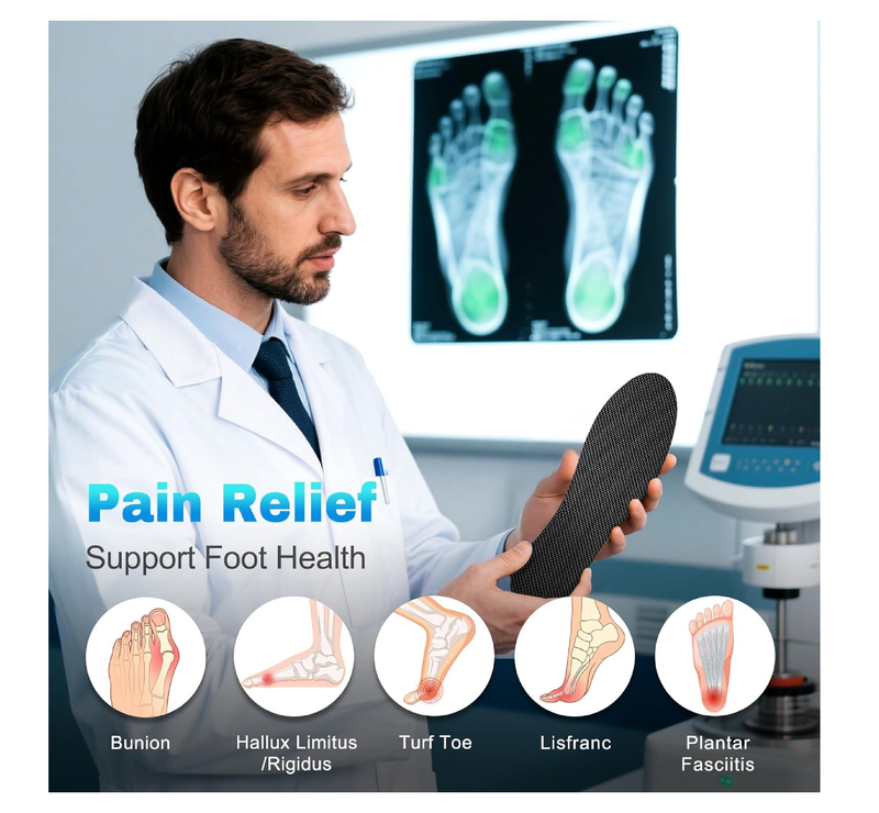 Titanium Enhances Carbon Fiber Insole, 1Pair Rigid Shoe Insert For Pain Relief Of Turf Toe,